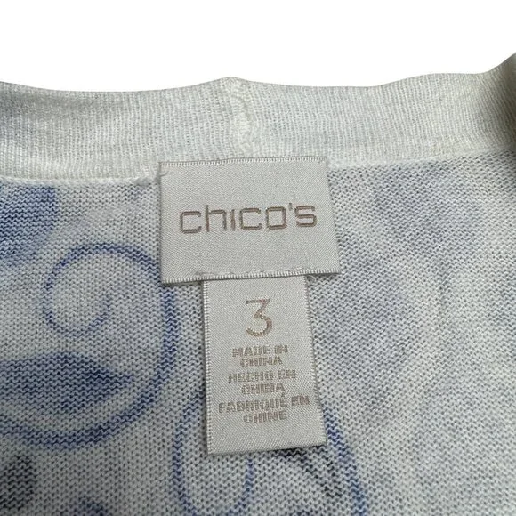 Chico's Women's Floral Paisley V-Neck Button Front Cardigan Sweater, Sz 3 /US XL - Picture 7 of 10
